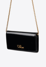 Chloé Iconic Logo Chain Clutch in Patent Leather Black CHC25SP485O68001 Black