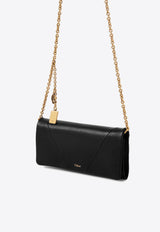 Chloé Grained Leather Logo Chain Clutch Black CHC25SP495O37001 Black