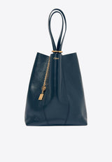 Chloé Spin Grained Leather Tote Bag Blue CHC25SS811N8444Q Tapestry Blue