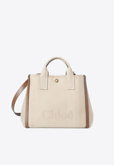 Chloé Raised Logo Canvas Tote Bag Beige CHC25SS910O6523N Vegetal Beige