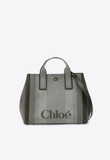Chloé Carry Striped Canvas Tote Bag Green CHC25SS910O65/R_CHLOE-3E5