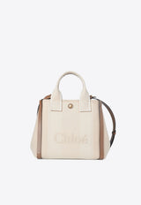 Chloé Small Raised Logo Canvas Tote Bag Beige CHC25SS911O6523N Vegetal Beige