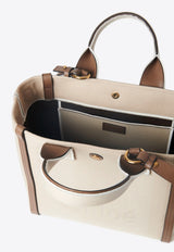 Chloé Small Raised Logo Canvas Tote Bag Beige CHC25SS911O6523N Vegetal Beige