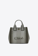 Chloé Small Carry Striped Canvas Tote Bag Green CHC25SS911O65/R_CHLOE-3E5