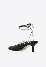 Chloé Ghillies 60 Leather Lace-Up Pumps Black CHC25U10DRI001 Black