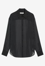 The Frankie Shop Peri Semi-Sheer Striped Shirt Black CHFS21094PL/R_THE-811