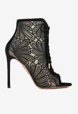 Aquazzura Chantilly 105 Mesh Ankle Boots CHNHIGB0-LFS000 BLACK
