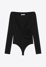 Max Mara Cicladi V-neck Draped Bodysuit Black CICLADIVI/R_MAXM-008