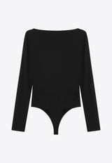 Max Mara Cicladi V-neck Draped Bodysuit Black CICLADIVI/R_MAXM-008