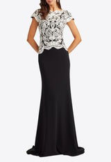 Tadashi Shoji Isadora Embroidered Crepe Gown Black CIM25398L_BLACK WHIT