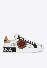 Dolce & Gabbana Portofino Embroidery Leather Sneakers White CK1544 AZ138 HWT77