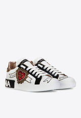 Dolce & Gabbana Portofino Embroidery Leather Sneakers White CK1544 AZ138 HWT77