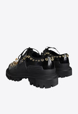 Dolce & Gabbana Embellished Leather Trekking Derby Shoes Black CK1700 AJ398 80999