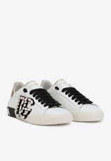 Dolce & Gabbana Portofino Low-Top Sneakers with Embellished DG Logo White CK2203 AO902 89662