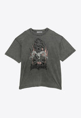 Acne Studios Skull Print Washed-Effect T-shirt Gray CL0267CO/O_ACNE-BM0