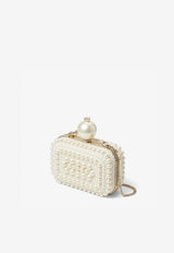 Jimmy Choo Micro Cloud Pearl Embellished Clutch CLOUD WUZ WHITE/WHITE