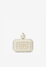 Jimmy Choo Micro Cloud Pearl Embellished Clutch CLOUD WUZ WHITE/WHITE