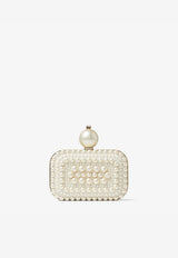 Jimmy Choo Micro Cloud Pearl Embellished Clutch CLOUD WUZ WHITE/WHITE