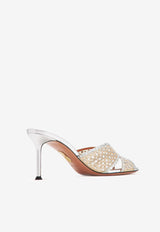Aquazzura Lover 75 Crystal-Embellished Mules CLRMIDM0-NPUCCC SILVER