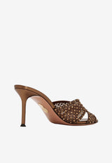 Aquazzura Crystal Lover 75 Mesh Mules Brown CLRMIDM0-NPUESP ESPRESSO