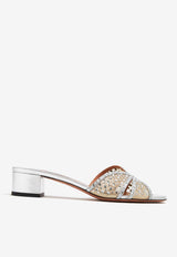 Aquazzura Lover 35 Crystal-Embellished Mules CLRMIDM1-NPUCCC SILVER