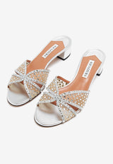 Aquazzura Lover 35 Crystal-Embellished Mules CLRMIDM1-NPUCCC SILVER