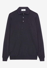 Lardini Long-Sleeved Wool Polo T-shirt Navy CNLPML61_NAVY