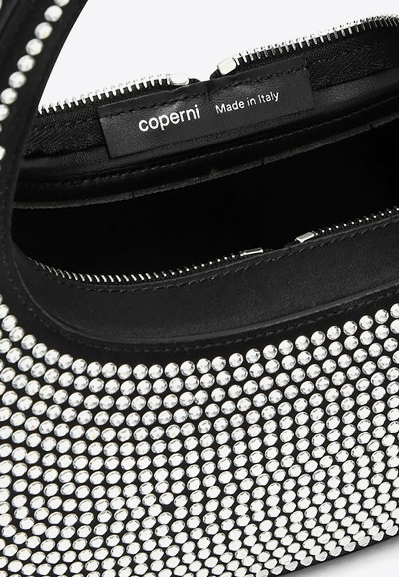 Coperni Swipe Crystal Embellished Shoulder Bag Black COPBA04455CO/O_COPE-BKCS