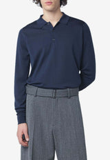 John Smedley Long-Sleeved Wool Polo T-shirt Blue COTSWOLDWO/R_JOHSM-HB