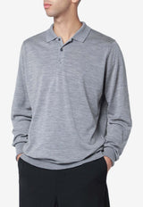 John Smedley Long-Sleeved Wool Polo T-shirt Gray COTSWOLDWO/R_JOHSM-SI