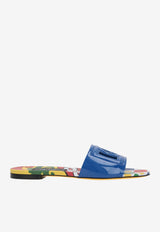 Dolce & Gabbana DG Logo Flat Sandals in Calf Leather Multicolor CQ0436 AN853 80661