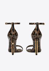 Dolce & Gabbana Keira 105 Leopard Print Leather DG Baroque Sandals Brown CR0739 AM568 HA93M