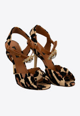 Dolce & Gabbana Keira 120 Leopard Crystal Brooch Sandals Brown CR1027 AX831 HAMMQ