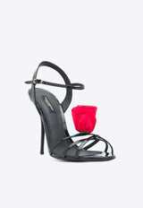 Dolce & Gabbana Keira 105 Rose Applique Sandals Black CR1130 AO184 80999