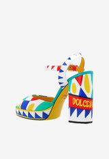 Dolce & Gabbana Keira 105 Carretto Print Platform Sandals Multicolor CR1402 AI412 HH4KX