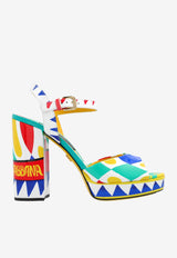 Dolce & Gabbana Keira 105 Carretto Print Platform Sandals Multicolor CR1402 AI412 HH4KX