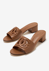 Dolce & Gabbana Bianca 40 DG Millennials Calf Leather Mules Brown CR1755 AY329 81236