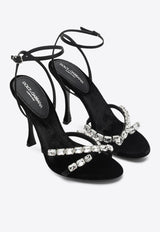 Dolce & Gabbana Keira 105 Satin Sandals with Gemstone Embellishments Black CR1821A6I68/Q_DOLCE-8S488