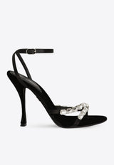 Dolce & Gabbana Keira 105 Satin Sandals with Gemstone Embellishments Black CR1821 A6I68 8S488