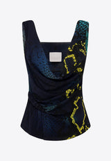 Paris Georgia Croissant Snakeskin Draped Top Multicolor PRI CROSS001-SNK_ANIMAL PRI