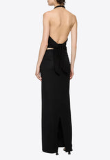 Paris Georgia Croissant Maxi Skirt with Ruching Black CROSSK001-BLK_BLACK