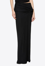 Paris Georgia Croissant Maxi Skirt with Ruching Black CROSSK001-BLK_BLACK