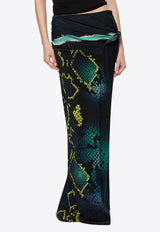 Paris Georgia Croissant Snakeskin Maxi Skirt with Ruching Multicolor PRI CROSSK001-SNK_ANIMAL PRI