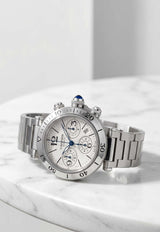 Cartier Pasha Seatimer Chronograph 42mm Stainless Steel Watch Silver CRTRPSC42.5SSW_TH