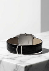 Cartier Santos Dumont 35mm Watch in 18-karat White Gold and Alligator Skin Silver CRTRSD35W18KWGASBLUD_TH