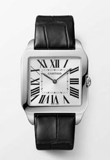 Cartier Santos Dumont 35mm Watch in 18-karat White Gold and Alligator Skin Silver CRTRSD35W18KWGASBLKD_TH