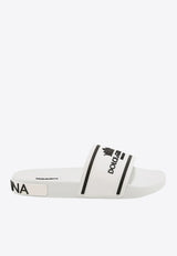 Dolce & Gabbana Crown Logo Pool Slides White CS1884 AO232 8B926