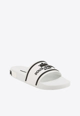 Dolce & Gabbana Crown Logo Pool Slides White CS1884 AO232 8B926