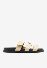 Chypre Sandals in Beige Argile Shiny Lizard Leather