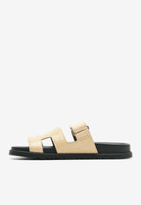 Chypre Sandals in Beige Argile Shiny Lizard Leather